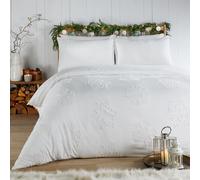 Duvet Day Parure de lit capitonnée Snow Crystal - Literie d'hiver Ultra Douce au Toucher (Blanc - Simple)