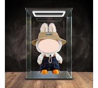 DuvinDD Vitrine acrylique - 25 x 20 x 40 cm - Boîte de protection anti-poussière transparente avec socle noir - Vitrine amovible anti-poussière pour figurines Pop Mart comme Labubu