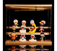 DuvinDD Vitrine Acrylique LED 3 Niveaux Petite Vitrine pour Collection Vitrine Figurine pour Pop Vitrine Voiture Miniature Rangement Parfum (Grain de Bois, 31,6 x 18 x 26,4 cm)
