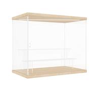 DuvinDD Vitrine Acrylique LED Transparente 3 Niveaux Petite Vitrine pour Collection Vitrine Figurine pour Pop Mart Labubu,SKULLPANDA,Funko pop,Vitrine Voiture Miniature (Grain de bois, 31,6x18x26,4cm)