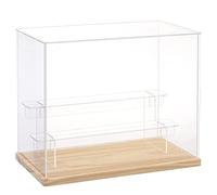 DuvinDD Vitrine Acrylique Transparente 3 Niveaux Petite Vitrine pour Collection Vitrine Figurine pour Pop Mart Labubu Vitrine Voiture Miniature Rangement Parfum (Grain de Bois, 31.5 x 18 x 25.5 cm)