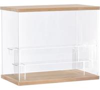 DuvinDD Vitrine Acrylique Transparente 3 Niveaux Petite Vitrine pour Collection Vitrine Figurine pour Pop Vitrine Voiture Miniature Rangement Parfum (Grain de Bois, 31,6 x 18 x 26,4 cm)