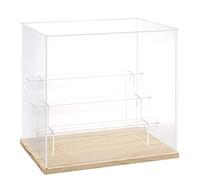 DuvinDD Vitrine Acrylique Transparente 4 Niveaux Petite Vitrine pour Collection Vitrine Figurine pour Pop Vitrine Voiture Miniature Rangement Parfum (Grain de Bois, 31 x 23.5 x 28.5 cm)