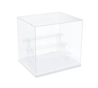 DuvinDD Vitrine Acrylique Transparente 4 Niveaux Petite Vitrine pour Collection Vitrine Figurine pour Pop Vitrine Voiture Miniature Rangement Parfum (Base Blanche, 31 x 23.5 x 28.5 cm)