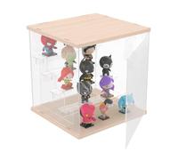 DuvinDD Vitrine Acrylique Transparente 5 Niveaux Petite Vitrine pour Collection Vitrine Figurine pour Pop Vitrine Voiture Miniature Rangement Parfum (Grain de Bois, 30 x 28 x 30,2 cm)