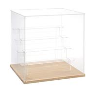 DuvinDD Vitrine Acrylique Transparente à 5 Niveaux Petite Vitrine pour Collection Vitrine Figurine pour Pop Vitrine Voiture Miniature Rangement Parfum (Grain de Bois, 32 x 26 x 30,4 cm)