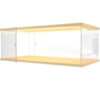 DuvinDD Vitrine en acrylique avec éclairage LED pour Lego Ferrari Daytona SP3 pour Lego McLaren P1 pour Porsche 911 - 60x30x20 cm - Boîte de protection anti-poussière transparente avec veinure de bois