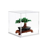 DuvinDD Vitrine en Acrylique pour Lego Botanicals Bonsaï 10281 - Base Blanche 25 x 25 x 25 cm - Protection Contre la Poussière pour Collectionneurs de Maquettes