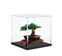 DuvinDD Vitrine en Acrylique pour Lego Botanicals Bonsaï 10281 - Base Noire 25 x 25 x 25 cm - Protection Contre la Poussière pour Collectionneurs de Maquettes