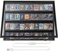 DuvinDD Vitrine pour cartes à collectionner avec lumière LED, 36 pièces Cadre d'affichage pour cartes gradées pour dalles PSA Sports Card, cartes magnétiques, cartes de jeu, MTG, TCG, cartes de