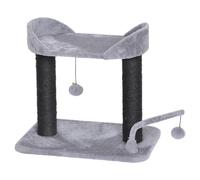 duvoplus, Arbre à Chat Tokyo 49,5x34,5x46cm Gris, avec hamac et Balle de Jeu, Peluche et sisal de qualité, en Format Compact, Assouvit l’Instinct de grattage de Votre Chat
