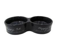 Duvo+ Chats Gamelle Double Pierre Heureux Chat Anthracite, Nouveau