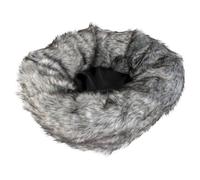 Duvo+ Donutbett Gris avec Fourrure, Coussin pour Chien 55x55x17 CM Doux Et Câlin