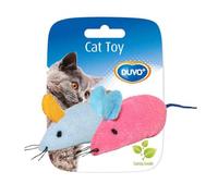 DUVOPLUS-Jouet pour chat coloris bleu et rose souris en peluche Duvoplus x 2 - 6 x 5 x 3 cm