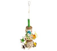 Duvo+ Jouet Pour Oiseau Forage Triple Boules 12x12x33 Cm Coco/Bambou