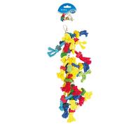 Duvo Jouet Pour Oiseau Nœud En Coton 38Cm Avec Bandes En Cuir Et Blocs En Bois