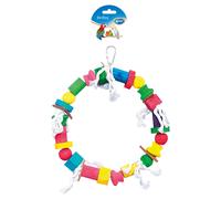 Duvo+ Jouet Pour Oiseaux Nœud En Coton 30 Cm Avec Cuir & Bois Pour Oiseaux