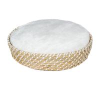 Panier pour chien et chat rond en osier et coussin Duvoplus Beige 45x45x10 cm