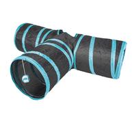 Duvo+ Tunnel de Jeux T-Bone Bleu/Noir 80x25 CM pour Chats, Pliable, Jeu