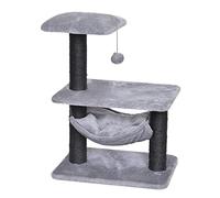 duvoplus, Arbre à Chat Modèle Tokyo Bridge 47x34,5x62 cm, Gris, avec hamac et Balle de Jeu, Peluche et sisal de qualité, en Format Compact, Assouvit l’Instinct de grattage de Votre Chat