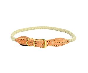 duvoplus, Collier en Nylon Solide et Souple avec sa Finition en Cuir GA mme EXPLOR Forest, Taille M - 41-49 cm/14 mm, Couleur Beige, pour Chien, Idéal pour des promenades et expéditions aventureuses