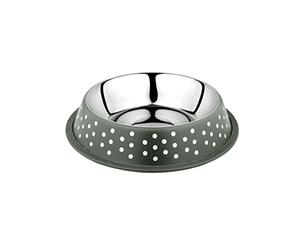 duvoplus, Gamelle Deco Fix Dots 1000 ML - L - 25,8x25,8x5,1 cm Vert, Inoxydable, avec Bord en Caoutchouc antidérapant, Imprimé Contemporain avec Petites Boules, pour Chiens et Chats