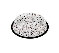 duvoplus, Gamelle Deco Fix terrazzo Look 1000 ML - L - 25,8x25,8x5,1 cm Blanc, Inoxydable, avec Bord en Caoutchouc antidérapant, Imprimé Contemporain Aspect terrazzo, pour Chiens et Chats