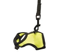 duvoplus, Gilet De Promenade pour Petits Mammifères S - 5x8x2cm Jaune/Vert, Gilet Adaptable avec Laisse en Stretch, Se déplacer en Toute sécurité, Nylon de qualité, Lavable, Clochette Incluse