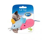 DUVOPLUS-Jouet pour chat coloris bleu et rose souris en peluche Duvoplus x 2 - 6 x 5 x 3 cm