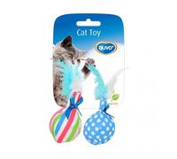 DUVOPLUS-Jouet pour chat coloris multicolore balles avec plumes Duvoplus - 14 x 8 x 4 cm