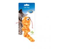 DUVOPLUS-Jouet pour chat coloris orange peluche interactive Duvoplus - 17 x 4,5 x 4 cm
