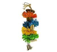 duvoplus, Pompon en Raphia avec Bambou et Coco L - 29x8,9x8,9cm Multicolore, Oiseaux, Multicolore, Oiseaux