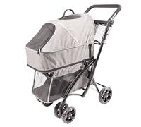 duvoplus, Poussette pour Animaux Deluxe, 79x46x99cm - max. 15kg gris, Nylon résistant et imperméable, Compartiments de rangement et panier de rangement, Frein à pédale pour plus de sécurité