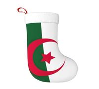 DUWAA Bas de Noël doux avec motif drapeau de l'Algérie - 45,7 cm - Pour sapin de Noël et cheminée