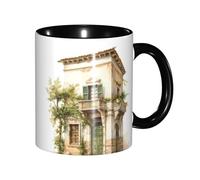 DUWAA Bâtiment antique avec branche d'olivier romaine et tasse en céramique imprimée grecque avec boîte cadeau, belles tasses à café pour les vacances, cadeau d'anniversaire, café lait, 6 couleurs