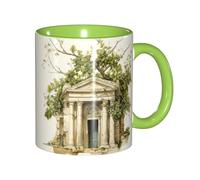 DUWAA Bâtiment antique avec branche d'olivier romaine et tasse en céramique imprimée grecque avec boîte cadeau, belles tasses à café pour les vacances, cadeau d'anniversaire, café lait, 6 couleurs