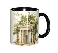 DUWAA Bâtiment antique avec branche d'olivier romaine et tasse en céramique imprimée grecque avec boîte cadeau, belles tasses à café pour les vacances, cadeau d'anniversaire, café lait, 6 couleurs