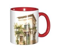 DUWAA Bâtiment antique avec branche d'olivier romaine et tasse en céramique imprimée grecque avec boîte cadeau, belles tasses à café pour les vacances, cadeau d'anniversaire, café lait, 6 couleurs