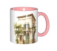 DUWAA Bâtiment antique avec branche d'olivier romaine et tasse en céramique imprimée grecque avec boîte cadeau, belles tasses à café pour les vacances, cadeau d'anniversaire, café lait, 6 couleurs
