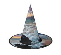 DUWAA Beach Maui Hawaii Sunset Sea Waves Clouds Print Halloween Witch Hat Costume Accessory Women Hats For Halloween Party Cosplay Accessories - 2pcs
