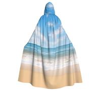 DUWAA Beautiful View Of The Sea3 Print Cape de carnaval de 150 cm, cape à capuche unisexe pour adulte, pour Halloween, sorcière, vampire, magicien, cosplay
