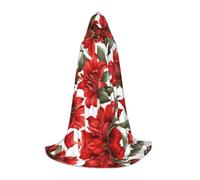 DUWAA Belle cape à capuche avec imprimé floral rouge pour Halloween, costume médiéval pour femmes et hommes, cape à capuche Renaissance