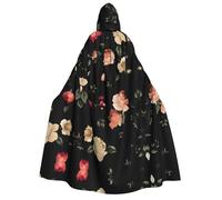 DUWAA Belle cape d'automne à imprimé floral avec capuche, unisexe, cape médiévale, robe de magicien, cape de renaissance, costume d'Halloween, cosplay