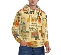 DUWAA Berlin See Travel Guide Print Pull à capuche pour homme, pull à capuche à manches longues avec cordon de serrage, sweatshirts d'hiver pour adultes, Noir , M