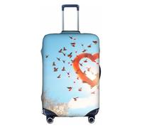DUWAA Bird Love Heart Art Print Housse de bagage de voyage étanche à la poussière Protection élastique pour valise, blanc, X-Large