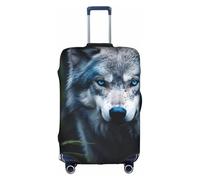 DUWAA Blue Eyes Wolf1 Housse de bagage de voyage imperméable et anti-poussière avec élastique, blanc, X-Large