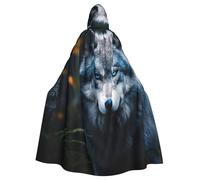 DUWAA Blue Eyes Wolf1 Print Cape de carnaval unisexe pour adulte, pour Halloween, sorcière, vampire, sorcière, magicien, cosplay 150 cm
