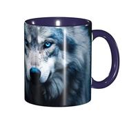 DUWAA Blue Eyes Wolf1 Tasse en céramique imprimée avec boîte cadeau, belles tasses à café pour les vacances, cadeau d'anniversaire, café, lait, 6 couleurs