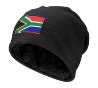 DUWAA Bonnet de ski chaud avec doublure en polaire pour homme et femme - Motif drapeau de l'Afrique du Sud, Noir , Taille unique