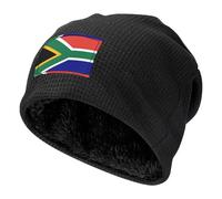 DUWAA Bonnet de ski chaud avec imprimé drapeau de l'Afrique du Sud pour homme et femme, Noir , Taille unique